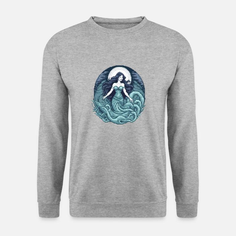 Serpentinen-Sirenen-Pixel - Unisex Pullover - Weißgrau meliert