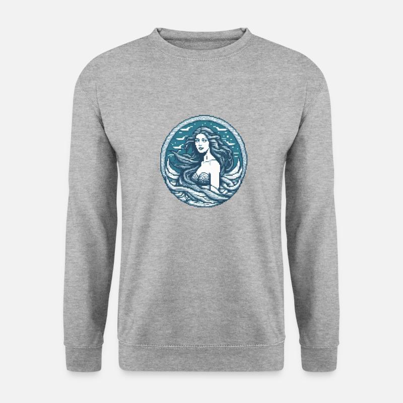 Ozeanische Sirene Pixel - Unisex Pullover - Weißgrau meliert