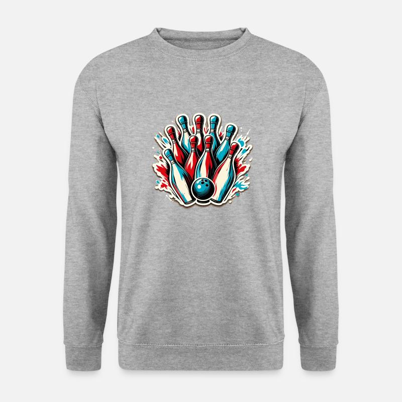 Bowling / Kegeln / Bowlingbahn / Pin / Strike - Unisex Pullover - Weißgrau meliert