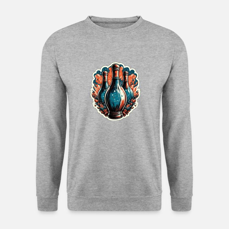 Bowling / Kegeln / Bowlingbahn / Pin / Strike - Unisex Pullover - Weißgrau meliert