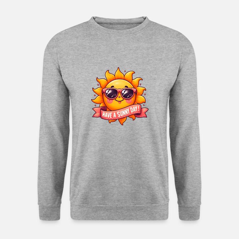 Kühle Sonne "Hab einen sonnigen Tag!" - Unisex Pullover - Weißgrau meliert