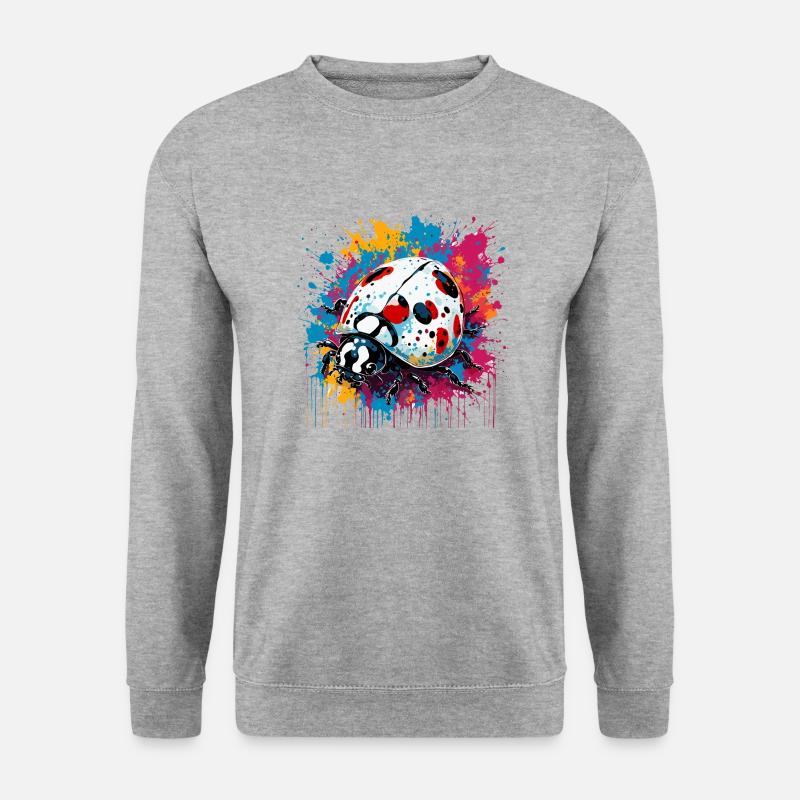 Marienkäfer / Glücksbringer / Punktkäfer / Neujahr - Unisex Pullover - Weißgrau meliert