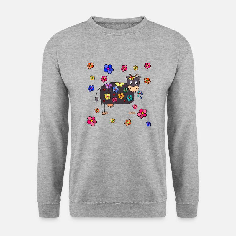 Kuh - Unisex Pullover - Weißgrau meliert