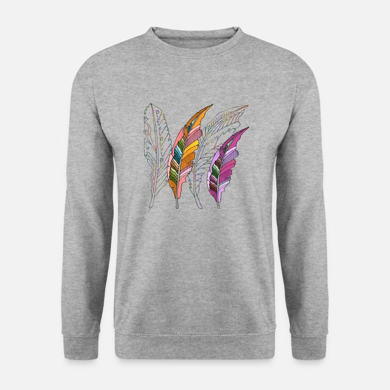 Feder - Unisex Pullover - Weißgrau meliert