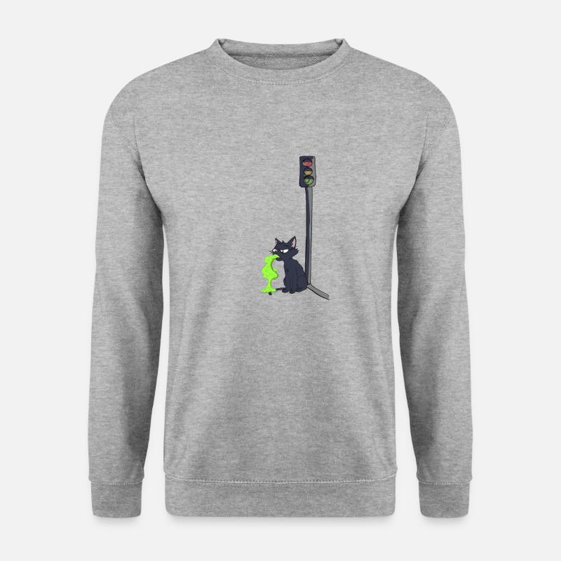 Der Katze ist schlecht - Unisex Pullover - Weißgrau meliert