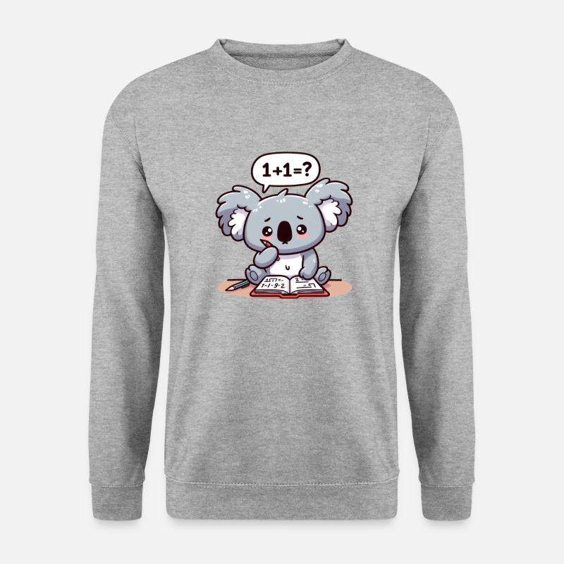 Süßer Koalabär der gerne Mathe Hausaufgaben macht - Unisex Pullover - Weißgrau meliert