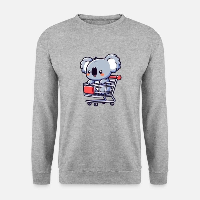 Süßer Koalabär im Einkaufswagen - Unisex Pullover - Weißgrau meliert