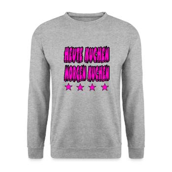 Kuchen - Unisex Pullover - Weißgrau meliert - Vorne - Alina (178cm) & Michal (187cm)