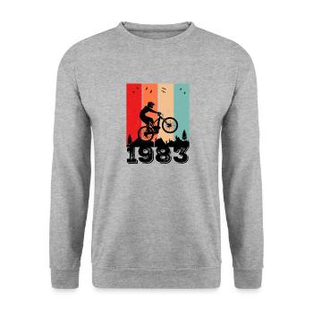 1983 Vintage - Unisex Pullover - Weißgrau meliert - Vorne - Alina (178cm) & Michal (187cm)