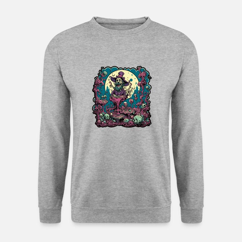 Psychedelic / Halluzination / Magie / Zauberer - Unisex Pullover - Weißgrau meliert