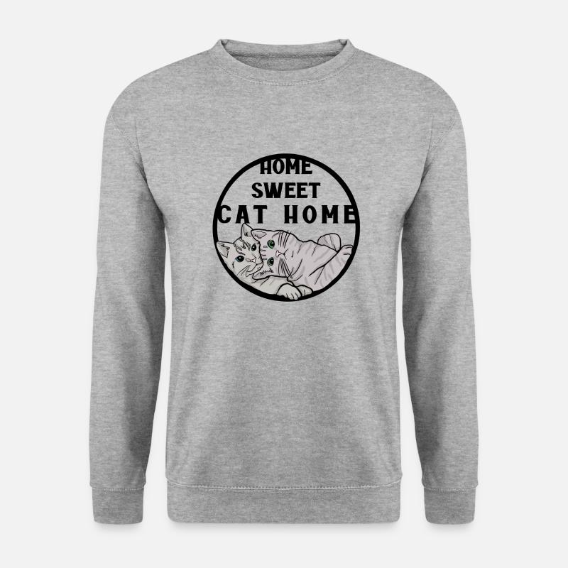 Katzen Zuhause cat home - Unisex Pullover - Weißgrau meliert