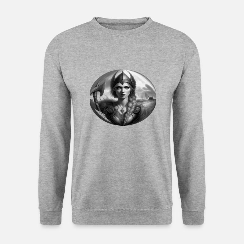 Walküre rund - Unisex Pullover - Weißgrau meliert