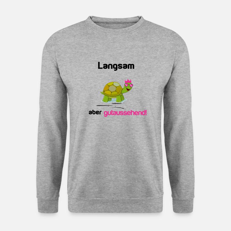 Joggen Schildkröte Krone langsam aber gutaussehend - Unisex Pullover - Weißgrau meliert
