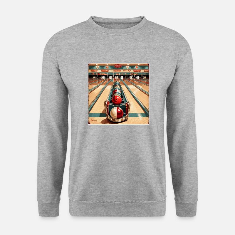 Bowling / Kegeln / Bowlingbahn / Pin / Strike - Unisex Pullover - Weißgrau meliert