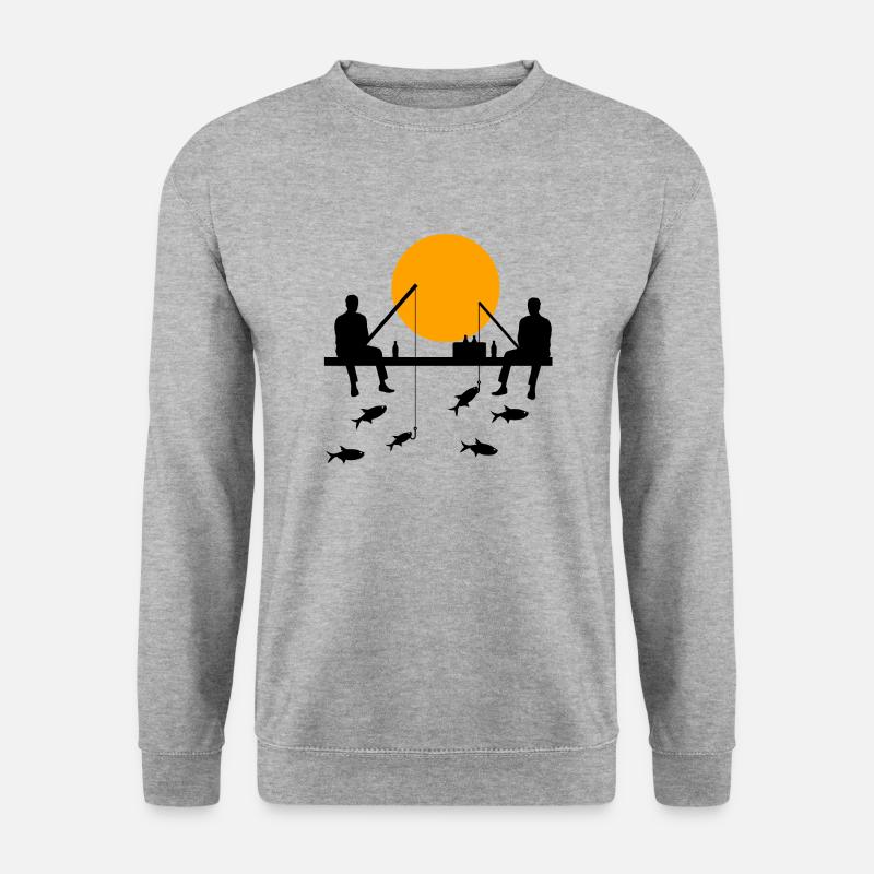 Angeln - Unisex Pullover - Weißgrau meliert