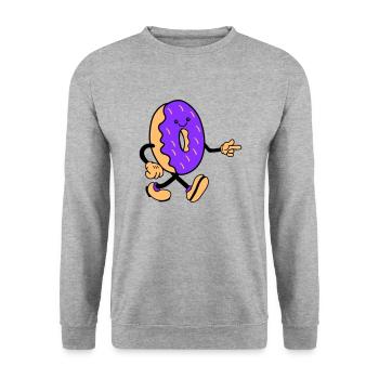 donut comic smile - Unisex Pullover - Weißgrau meliert - Vorne - Alina (178cm) & Michal (187cm)