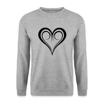 Herz - Unisex Pullover - Weißgrau meliert - Vorne - Alina (178cm) & Michal (187cm)