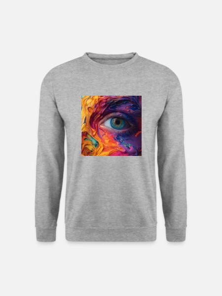 Farbenfrohes Auge - Unisex Pullover - Weißgrau meliert