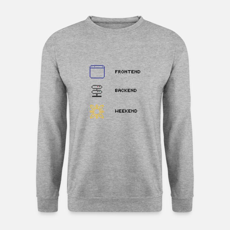 Für jeden Full-Stack Entwickler - Unisex Pullover - Weißgrau meliert