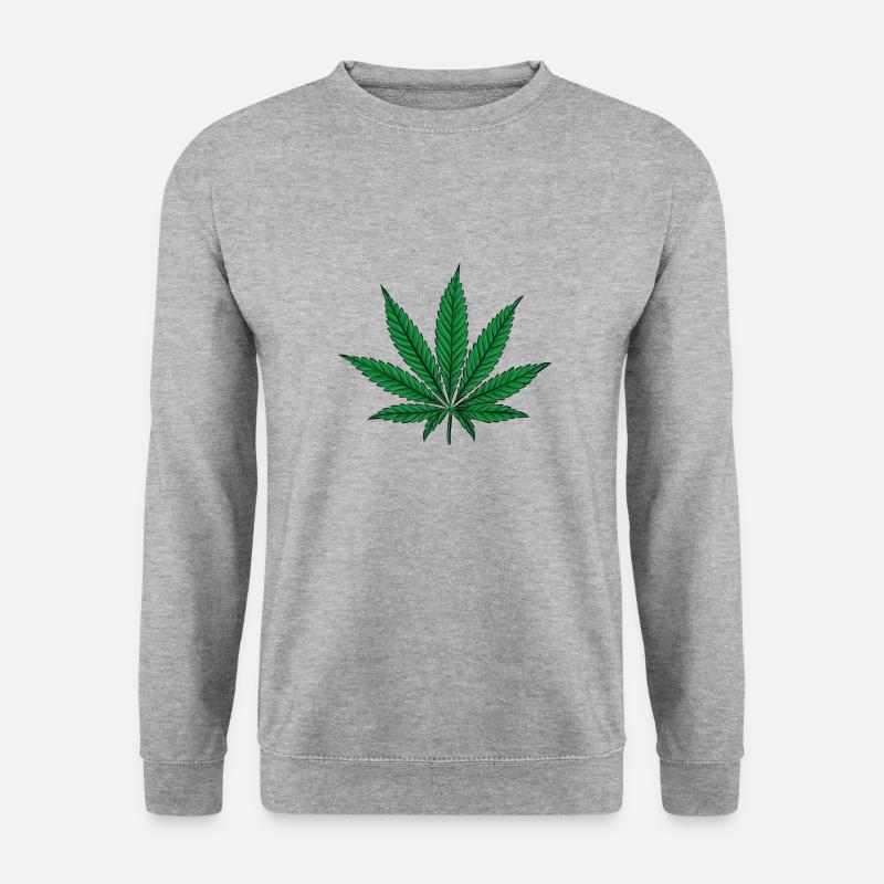 Cannabis Blatt - Unisex Pullover - Weißgrau meliert