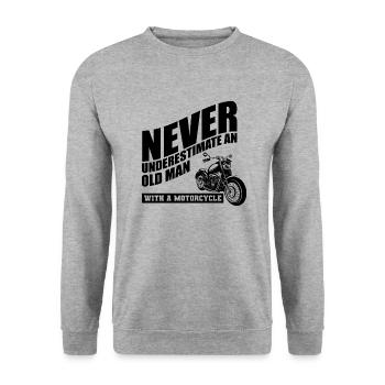 Lustiger Motorrad Spruch - Unisex Pullover - Weißgrau meliert - Vorne - Alina (178cm) & Michal (187cm)
