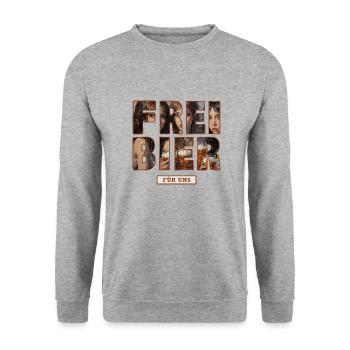 Free beer for us - Unisex Sweatshirt - salt & pepper - Front - Alina (178cm) & Michal (187cm)
