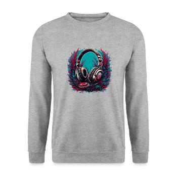 Headphones / Audio / Music / Sound / Cool - Unisex Sweatshirt - salt & pepper - Front - Alina (178cm) & Michal (187cm)