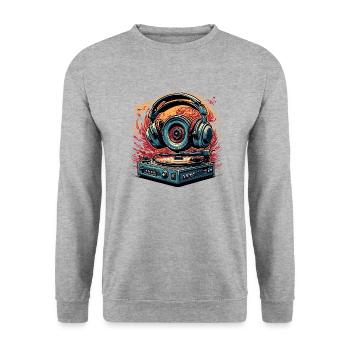 Casque / Audio / Musique / Son / Cool - Sweat-shirt Unisexe - gris chiné - Devant - Alina (178cm) & Michal (187cm)