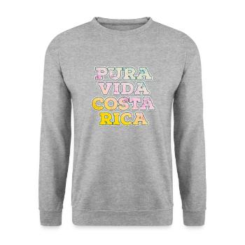 Costa Rica Pura Vida - Sweat-shirt Unisexe - gris chiné - Devant - Alina (178cm) & Michal (187cm)