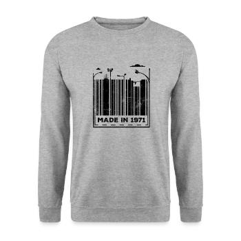 1971 Vintage - Unisex Pullover - Weißgrau meliert - Vorne - Alina (178cm) & Michal (187cm)