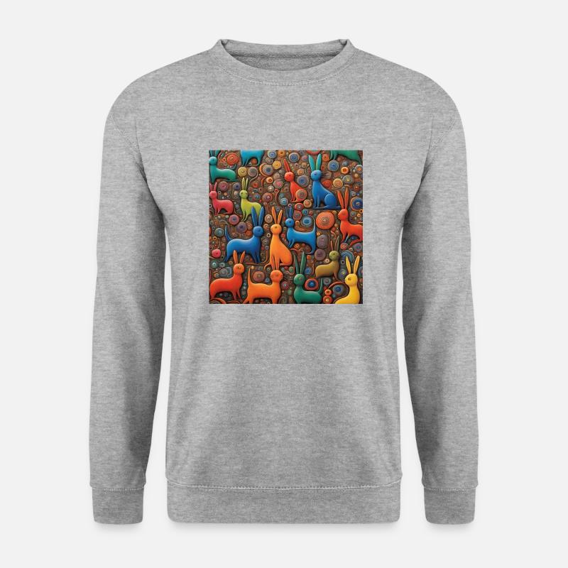 Surreale Pop-Tiere 10 - Unisex Pullover - Weißgrau meliert