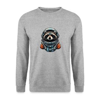 Astronaut / Space / Animal / Raccoon / Spaceship - Unisex Sweatshirt - salt & pepper - Front - Alina (178cm) & Michal (187cm)