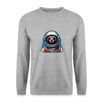 Astronaut / Space / Animal / Raccoon / Spaceship - Unisex Sweatshirt - salt & pepper - Front - Alina (178cm) & Michal (187cm)