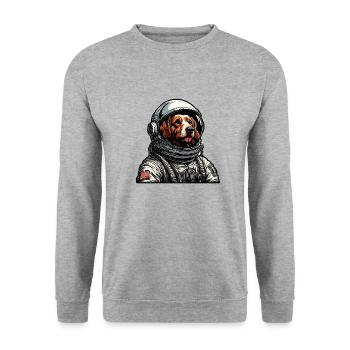 Astronaut / Space / Animal / Dog / Spaceship - Unisex Sweatshirt - salt & pepper - Front - Alina (178cm) & Michal (187cm)