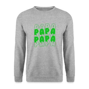 Papa Grün - Unisex Pullover - Weißgrau meliert - Vorne - Alina (178cm) & Michal (187cm)