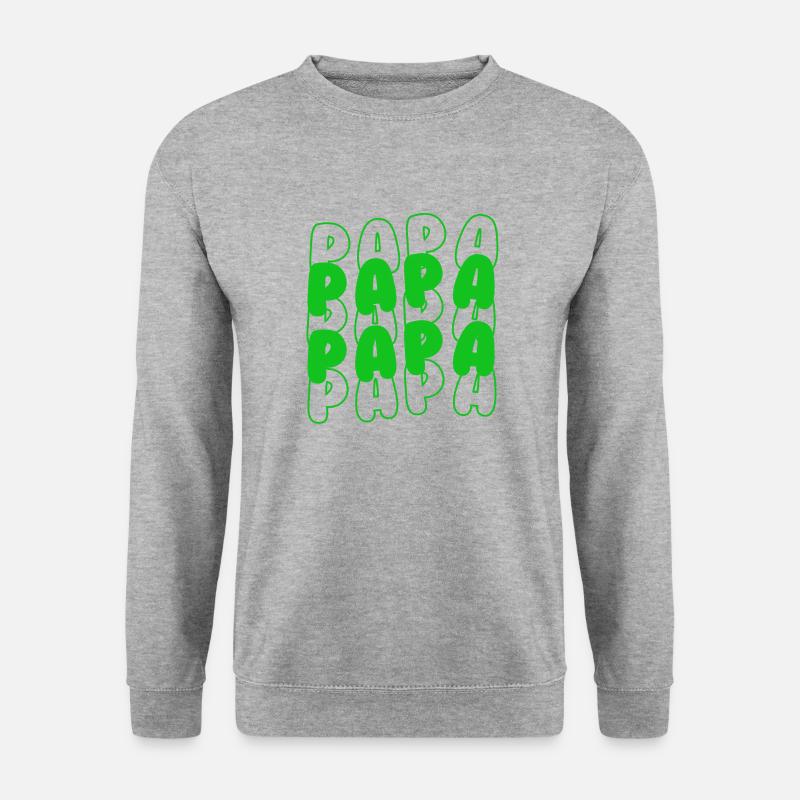 Papa Grün - Unisex Pullover - Weißgrau meliert