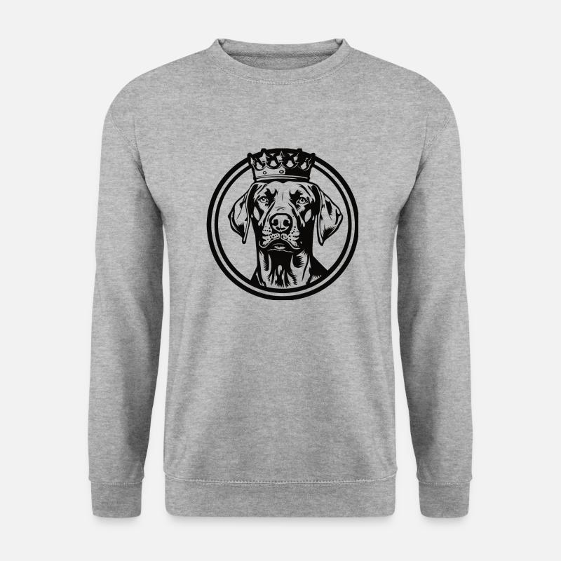 Eingekreister Hund mit Krone - Unisex Pullover - Weißgrau meliert