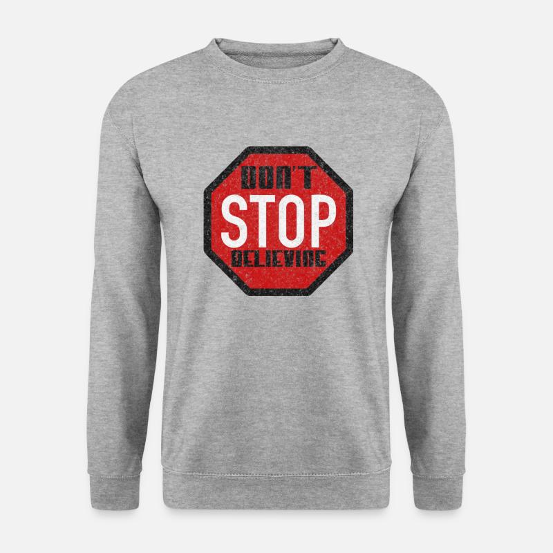 DONT STOP BELIEVING BLACK GRUNGE - Unisex Pullover - Weißgrau meliert