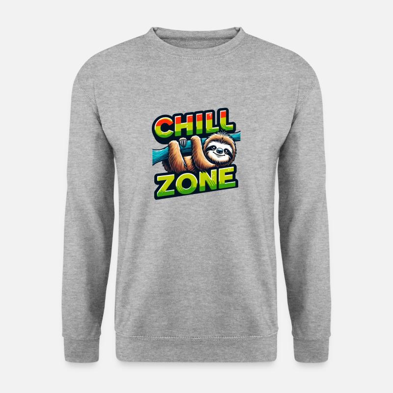 Ein entspanntes Faultier, das von einem Ast hängt - Unisex Pullover - Weißgrau meliert
