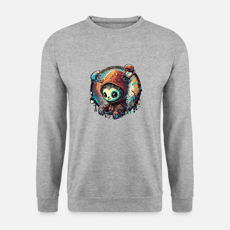 Astronaut / Weltall / Tier / Igel / Raumschiff - Unisex Pullover - Weißgrau meliert