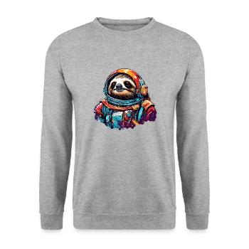 Astronaut / Weltall / Tier / Faultier / Raumschiff - Unisex Pullover - Weißgrau meliert - Vorne - Alina (178cm) & Michal (187cm)