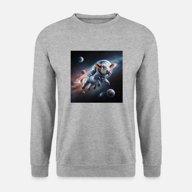 Space Cow - Unisex Pullover - Weißgrau meliert