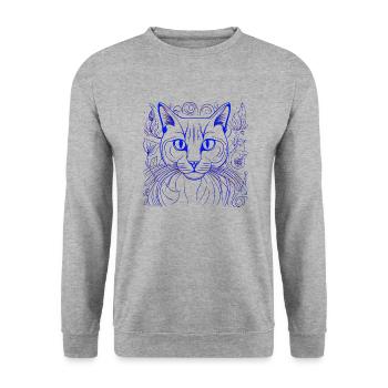 Cat Face Cat Cats Birthday Gift - Unisex Sweatshirt - salt & pepper - Front - Alina (178cm) & Michal (187cm)