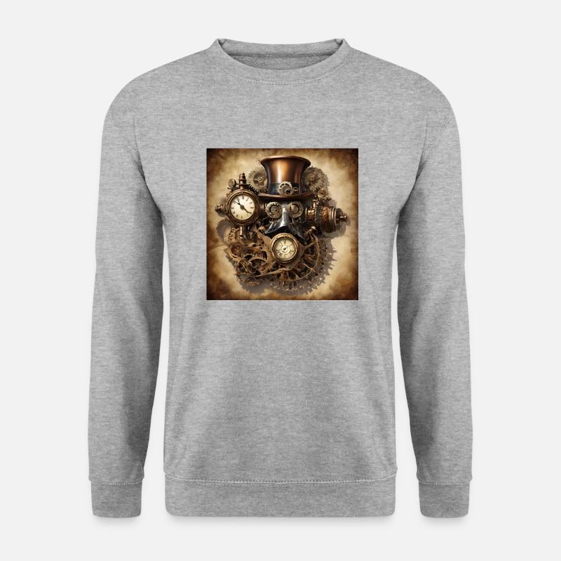 Mechanisches Gesicht Steampunk - Unisex Pullover - Weißgrau meliert