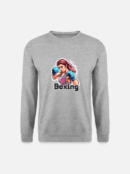 Boxer / Sport / Kampf / Arena / Boxring / Fäuste - Unisex Pullover - Weißgrau meliert
