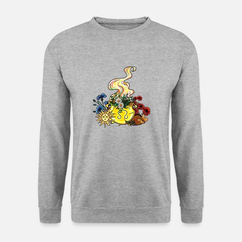 Litha Hexenkessel - Unisex Pullover - Weißgrau meliert