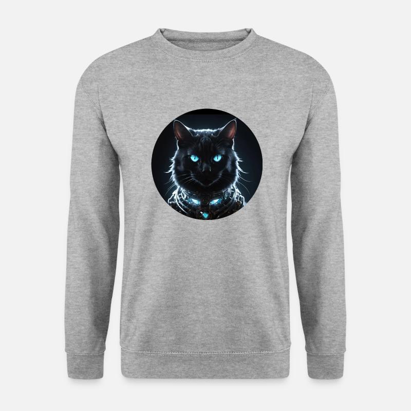 Black Cat - Unisex Pullover - Weißgrau meliert