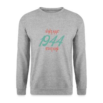 Jahrgang 1944 - Unisex Pullover - Weißgrau meliert - Vorne - Alina (178cm) & Michal (187cm)