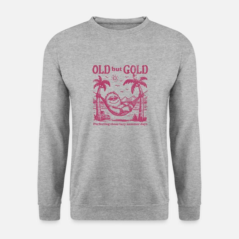 Old but Gold Chill with the Yeti - Unisex Pullover - Weißgrau meliert