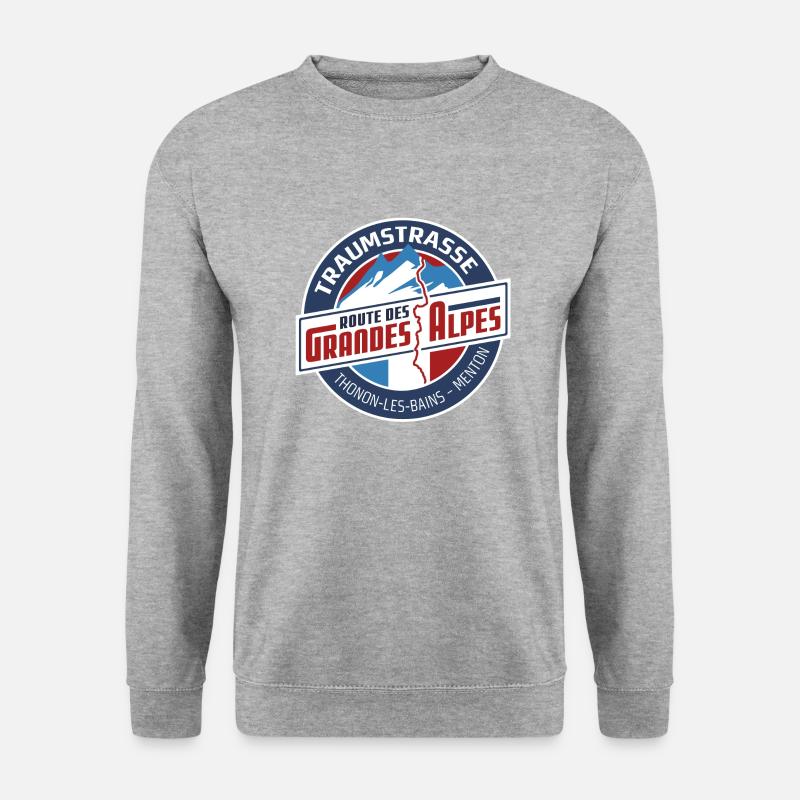 Traumstrasse Route des Grandes Alpes - Unisex Pullover - Weißgrau meliert